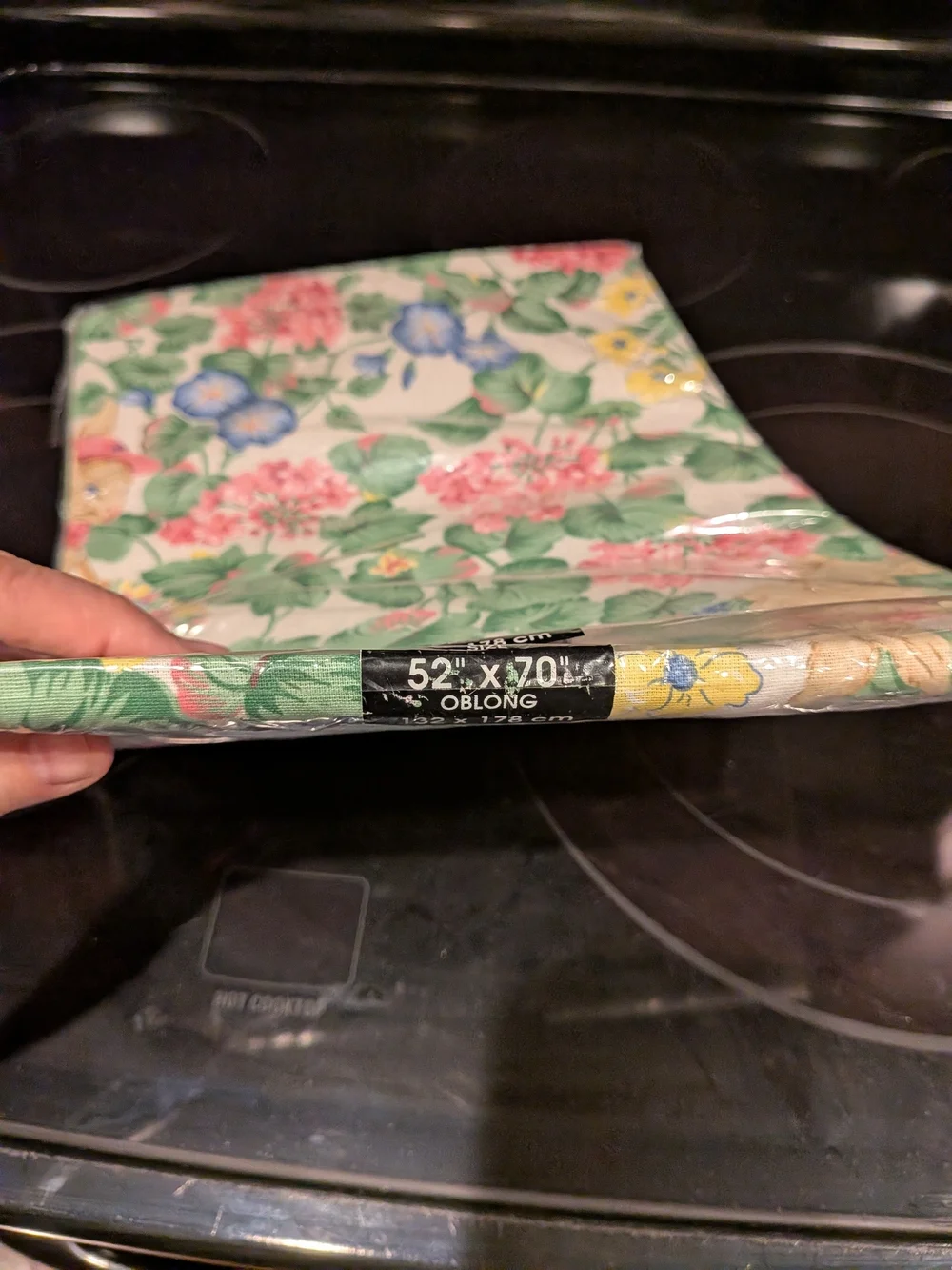 New Old Stock Floral Bunny Vintage Tablecloth - Pink, Green, Blue NIP